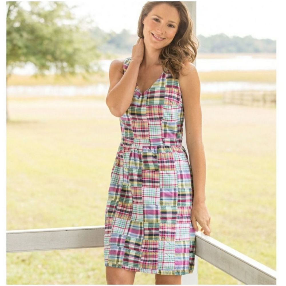 L.L. Bean Bar Harbor Madras Plaid Dress Size 6P